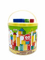 First Learning wooden blocks tub with shape sorting lid and 60 pieces label on the front 