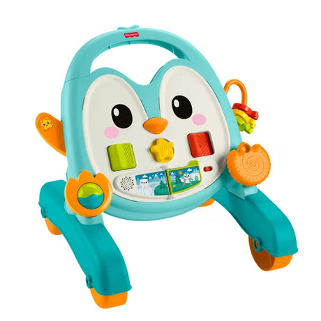 Fisher-Price 2-in-1 Musical Penguin Activity Walker with turquoise frame, orange wheels and colourful activity controls