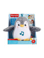 Front of Fisher Price Flap & Wobble Penguin box showing plush musical penguin toy for babies