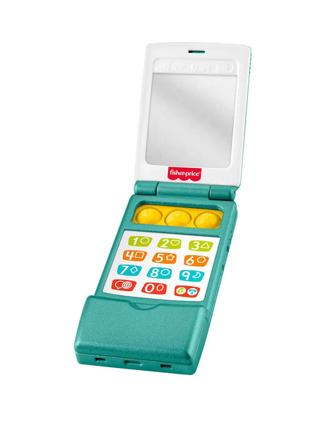Fisher-Price Laugh & Learn Flip Phone toy opened on a white background