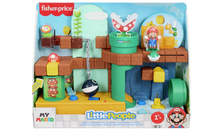 Fisher-Price Little People My Mario Adventure Playset packaging front with playset and figures shown