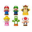 Six Super Mario Little People figures shown from the front on a white background