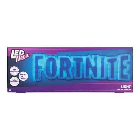 Fortnite LED Neon Wall Light packaging box with USB power and wall mount features in Ireland.