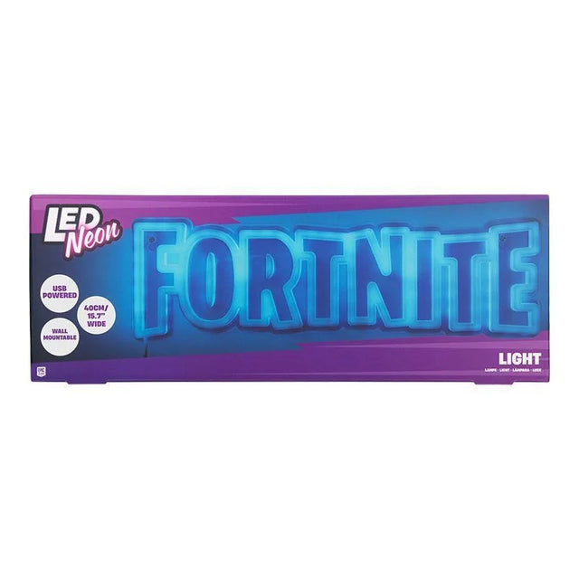 Fortnite LED Neon Wall Light packaging box with USB power and wall mount features in Ireland.