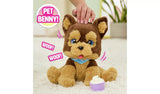 FurReal Benny the Kiss and Cuddle Pup being petted on the head