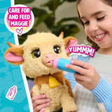 Child feeding FurReal Maggie the Feed & Follow Cow plush with blue bottle – Ireland.