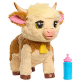 Close-up of FurReal Maggie the Feed & Follow Cow plush toy standing with bottle – Ireland.