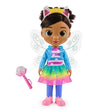 Gabby's Dollhouse Dandelion Magic Gabby Doll front view with fairy wings and pink wand beside the doll