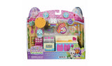 Gabby's Dollhouse Fairylandia Cakey Cat's Fairy Kitchen packaging showing Cakey Cat, a blue cat figure, kitchen counter, oven, rolling pin, mixing bowl and accessories