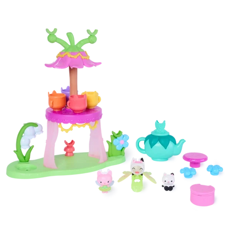 Gabby's Dollhouse Fairylandia tea party playset and accessories.