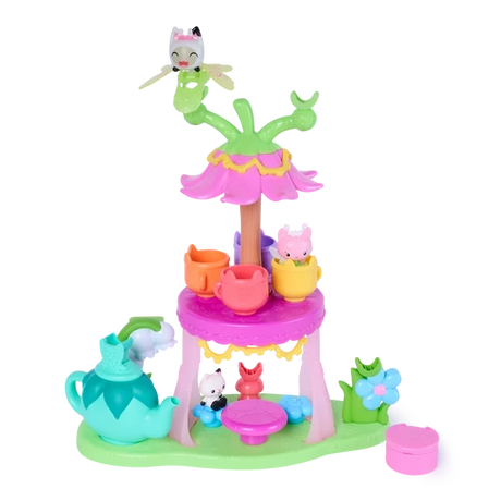 Gabby's Dollhouse Fairylandia Flutter-riffic Tea Party Playset with its decorative tea party stand.
