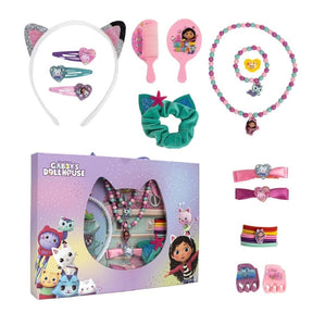 Gabby's Dollhouse Hair and Jewellery Set with cat ear headband, comb, mirror, scrunchie, jewellery, hair clips and presentation box
