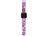 Gabby’s Dollhouse LED watch with purple strap showing Gabby and cat characters on white background in Ireland