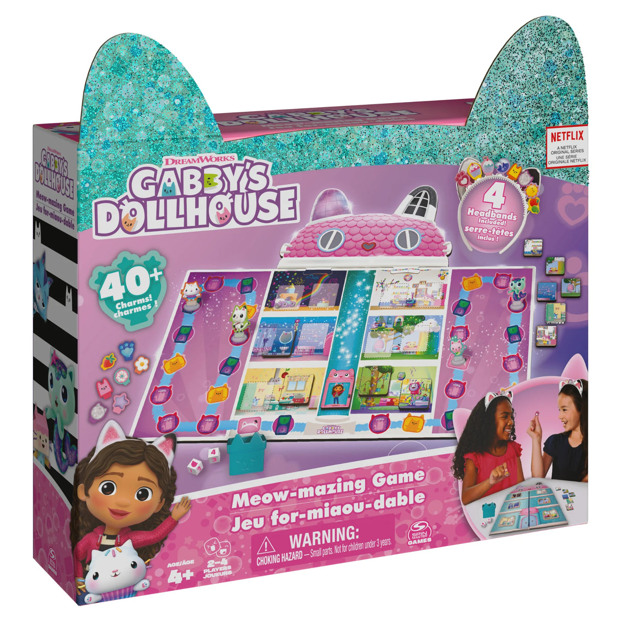 Gabby's Dollhouse Meow Mazing board game box with charms and headbands Ireland