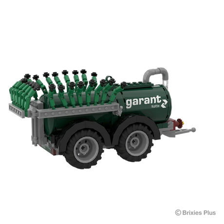 Garant Kotte Vacuum Tanker BRIXIES model viewed from the rear side with the spreading hoses folded upright above the tandem axle tanker