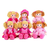 Girlie Paws 50cm Rag Doll assortment showing six different doll designs on a white background
