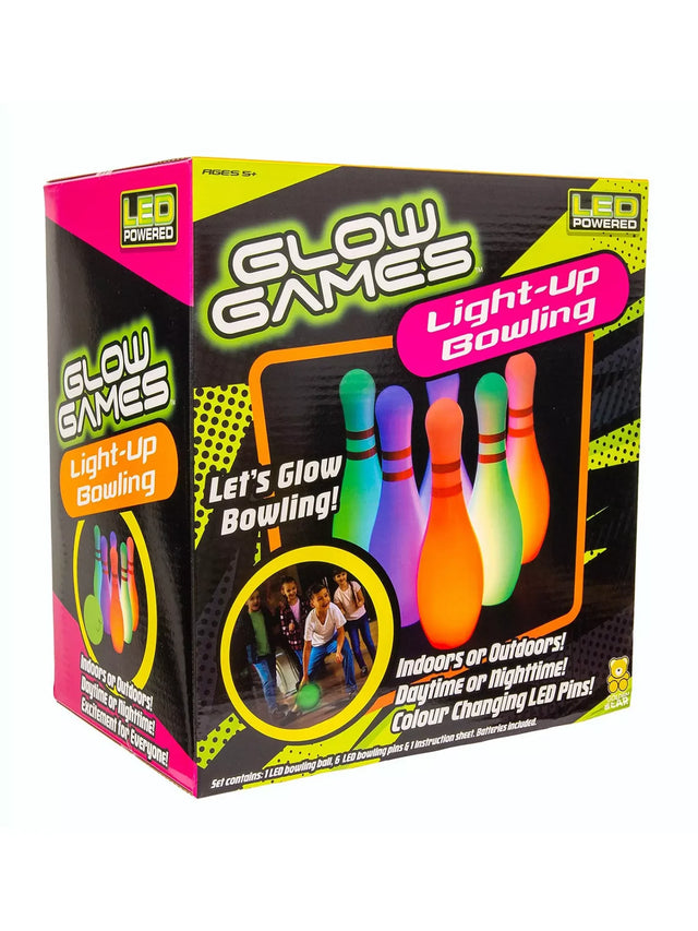 Glow Games Light-Up Bowling box packaging with LED pins and ball – Ireland