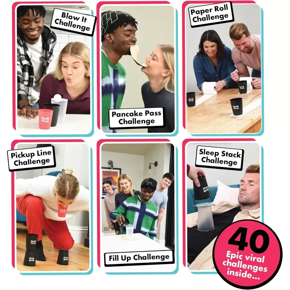 Go Viral challenge cards and game instructions displayed Ireland