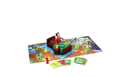 Close-up of Don't Wake Dad board game showing path, cards and bed figure – Ireland
