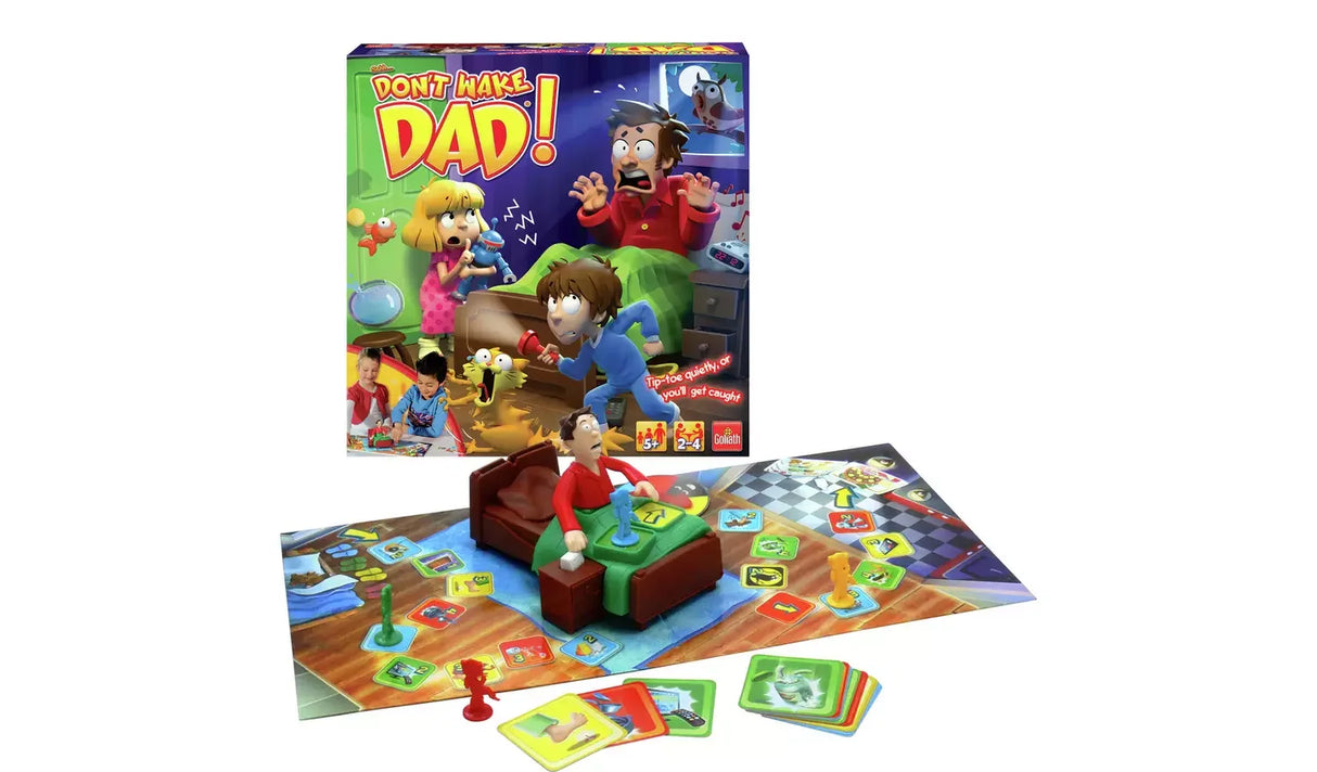 Full game setup of Don't Wake Dad board game with pieces, board and box – Ireland