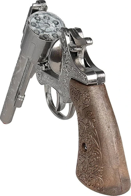 Gonher Cowboy 8 Shot Revolver with open cylinder showing the 8 shot cap ring chamber