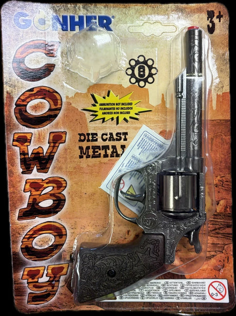 Gonher Cowboy 8 Shot Revolver in Wild West retail packaging
