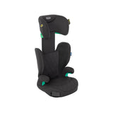Graco Affix i Size R129 Isofix high back booster car seat in Midnight with the headrest extended, highlighting the adjustable height design and supportive side protection