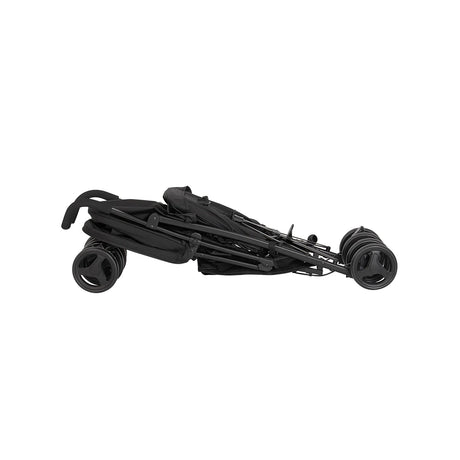 Graco EZLite Midnight black stroller folded flat in side profile