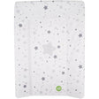 Grey stars baby changing mat with raised padded sides and central flat area, white surface with grey star pattern and Babycalin logo visible at the base