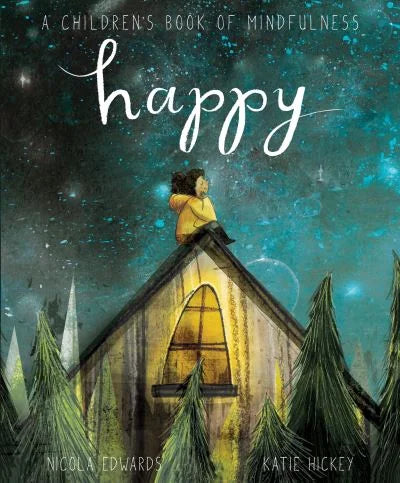 Front view of Happy mindfulness book for children teaching calm and emotions in Ireland