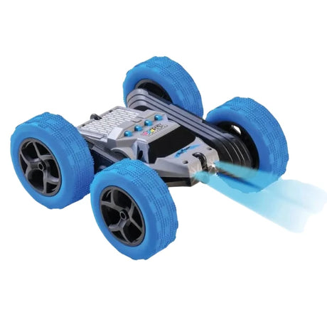 Happy People RC Wild Twister stunt car with blue wheels and blue light trail
