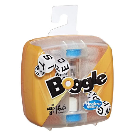 Side view of Boggle case with timer and letter cubes visible – Ireland