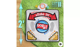 Hasbro Bop It! Jump Game Mat shown with 2 foot height graphic and battery information