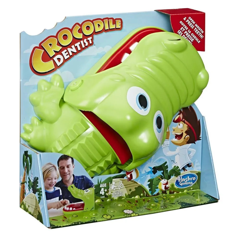 Angled box of Hasbro Crocodile Dentist board game with crocodile figure – Ireland
