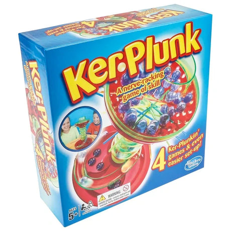 Front of Hasbro Kerplunk board game box showing colourful marbles and game branding – Ireland