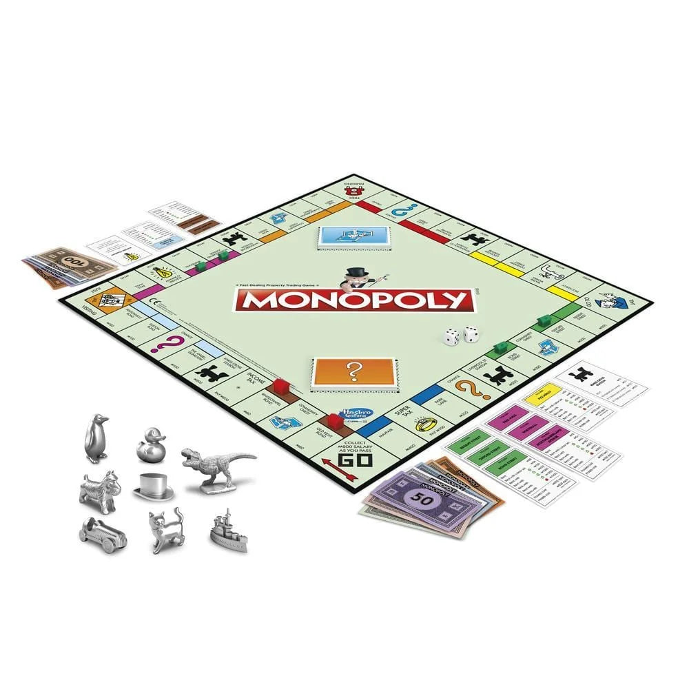 Full Monopoly Classic game setup with board, tokens, money and cards – Ireland
