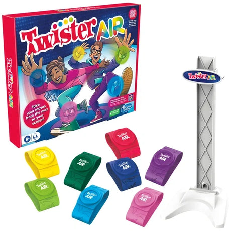 Twister Air game box with included bands and stand fully laid out – Ireland