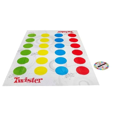 Hasbro Twister game mat fully laid out with four colour columns – Ireland