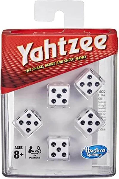 Hasbro Yahtzee Game retail packaging with five dice – Ireland