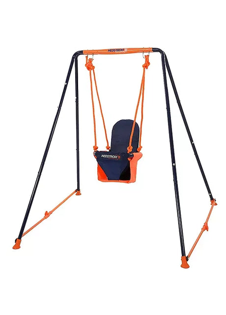 Hedstrom toddler swing set with frame and seat on a white background