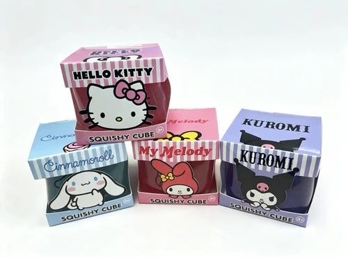 Hello Kitty & Friends Squishy Cubes boxed assortment with Hello Kitty, Cinnamoroll, My Melody and Kuromi