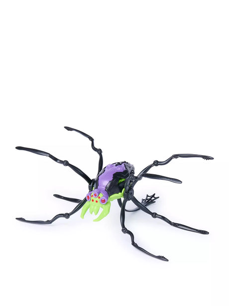 HEX BOTS Skitter Bot Spider Green loose toy shown at an angle with black legs and green fangs