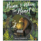 Home Is Where The Heart Is front cover showing a leafy forest den with Bear and Hare
