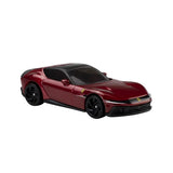 Hot Wheels Ferrari dark red sports car with black wheels and black roof