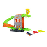 Hot Wheels City Croc Pizza Attack playset with included car and red and yellow track adapters