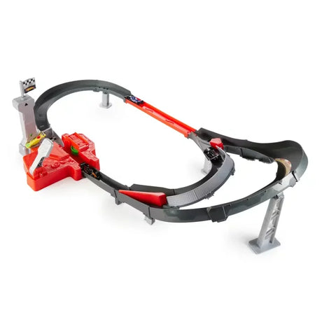 Full layout of the Hot Wheels F1 Sprint Race Circuit showing curved track and launcher system in Ireland.