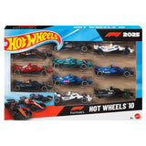 Hot Wheels Formula 1 2025 10 Pack product box with all ten cars visible through the front window.