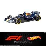 Hot Wheels Formula 1 black F1 car with Oracle graphics, red and yellow details and yellow rimmed wheels