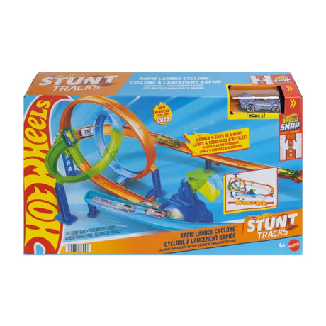 Hot Wheels Stunt Tracks Rapid Launch Cyclone set in retail packaging
