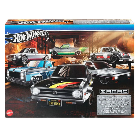 Hot Wheels ZAMAC Multipack box featuring collectible die-cast vehicles in unpainted metal design
